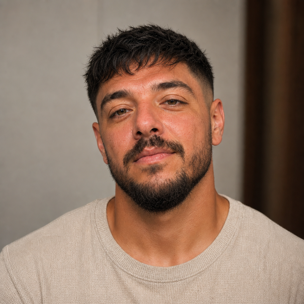 Textured French crop with short boxed beard